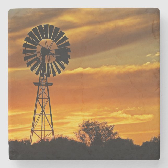 Dessous-de-verre En Pierre Windmill and Sunset, William Creek, Oodnadatta (Devant)