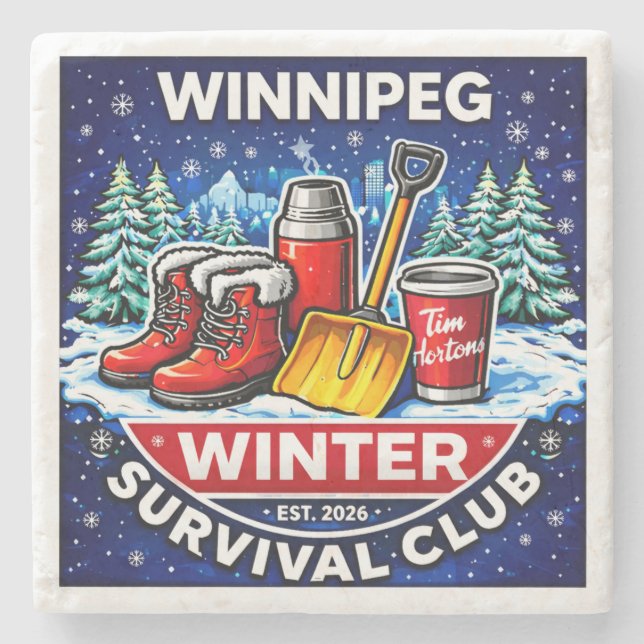 Dessous-de-verre En Pierre Winnipeg Winter Survival Coaster – Timmies (Devant)