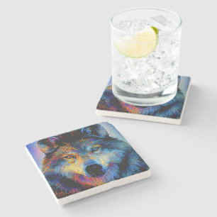Dessous-de-verre En Pierre Wolf de l'esprit mystique