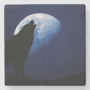 Dessous-de-verre En Pierre Wolf Howling à la Lune