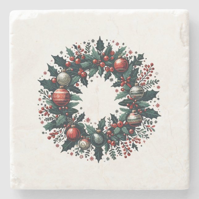 Dessous-de-verre En Pierre Wreath de Noël (Devant)