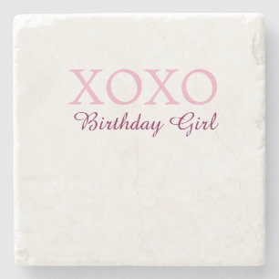 Dessous-de-verre En Pierre Xoxo fille d'anniversaire nom rose mauve simple am