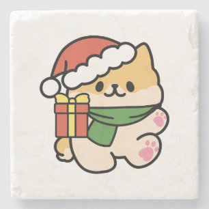 Dessous-de-verre En Pierre Yappy Howlidays - Jote Christmas Dog Cartoon