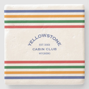 Dessous-de-verre En Pierre Yellowstone Cabine Club Custom Crest Park Stripe