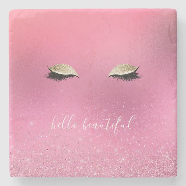 Dessous-de-verre En Pierre Yeux rose or (Devant)