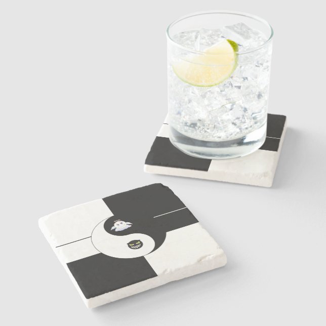 Dessous-de-verre En Pierre Yin Yang (Côté)