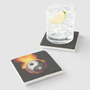 Dessous-de-verre En Pierre Yin Yang en feu