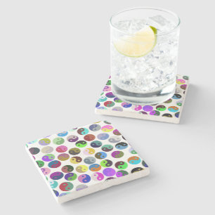 Dessous-de-verre En Pierre Ying Yang Motif coloré