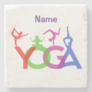 Dessous-de-verre En Pierre Yoga Poses Silhouettes Thunder_Cove