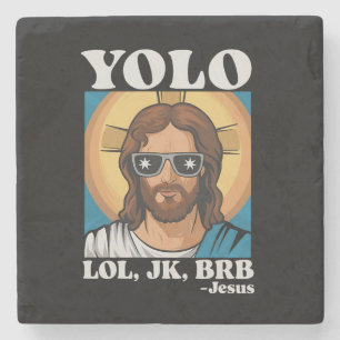 Dessous-de-verre En Pierre YOLO LOL JK BRB Jésus drôle de Pâques