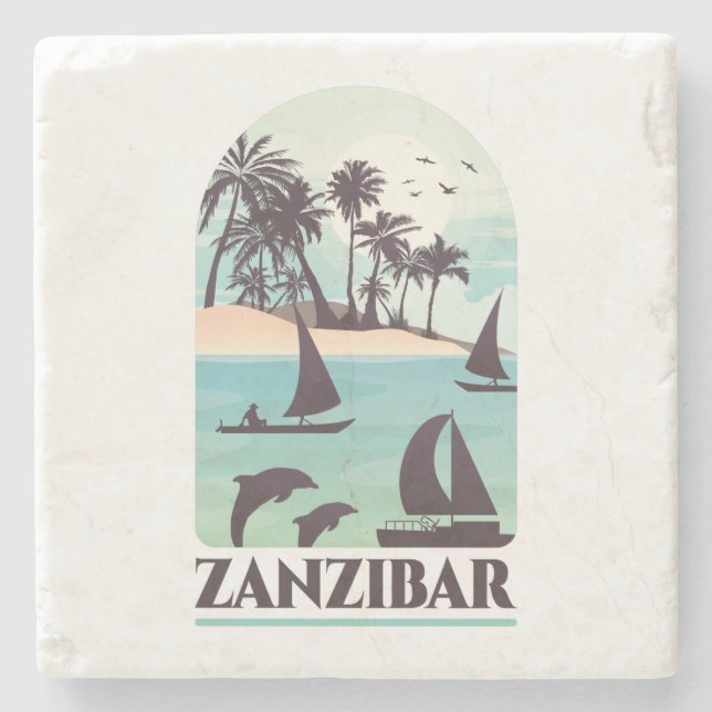 Dessous-de-verre En Pierre Zanzibar Afrique Vintage (Devant)
