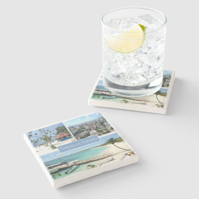 Dessous-de-verre En Pierre zDO005 RÉPUBLIQUE DOMINICAINE, Mosaïque, Amérique, (Côté)