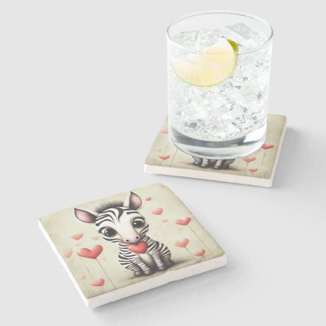 Dessous-de-verre En Pierre Zebra Love 1 (Côté)