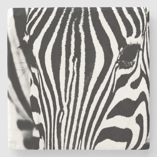 Dessous-de-verre En Pierre Zebra portrait noir et blanc (Devant)