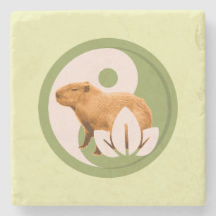 Dessous-de-verre En Pierre Zen Capybara Yin Yang