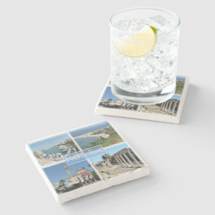 Dessous-de-verre En Pierre zGR020 mosaïque de KOS, Grèce, Europe,