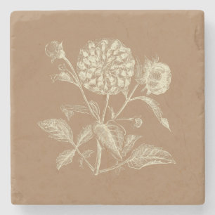 Dessous-de-verre En Pierre Zinnia Vintage teintée illustration Brown