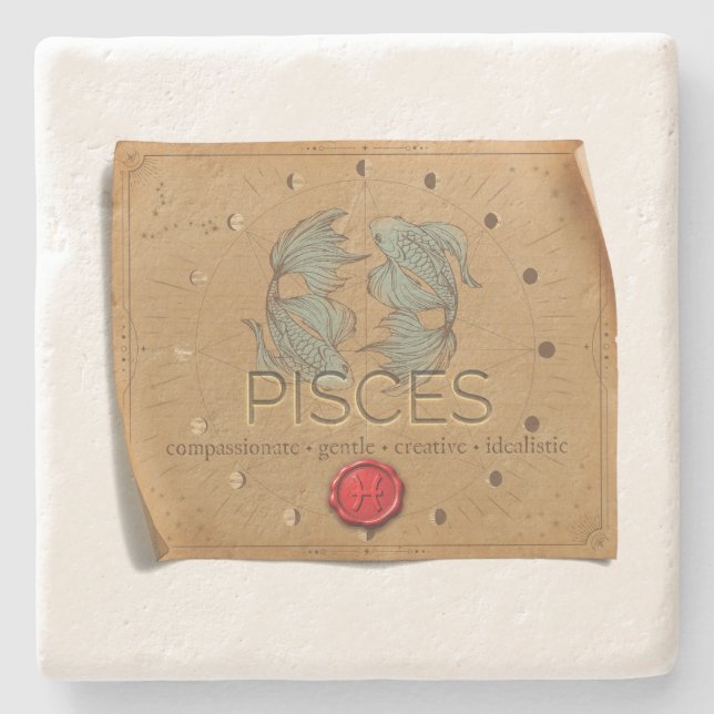 Dessous-de-verre En Pierre Zodiac - Pisces - Coaster (Devant)
