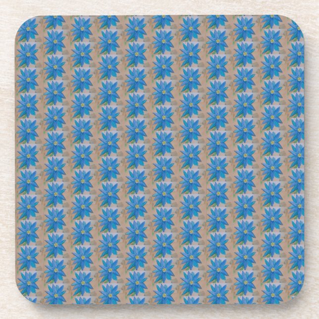 Dessous de verre en plastique à fleurs bleues (Devant)