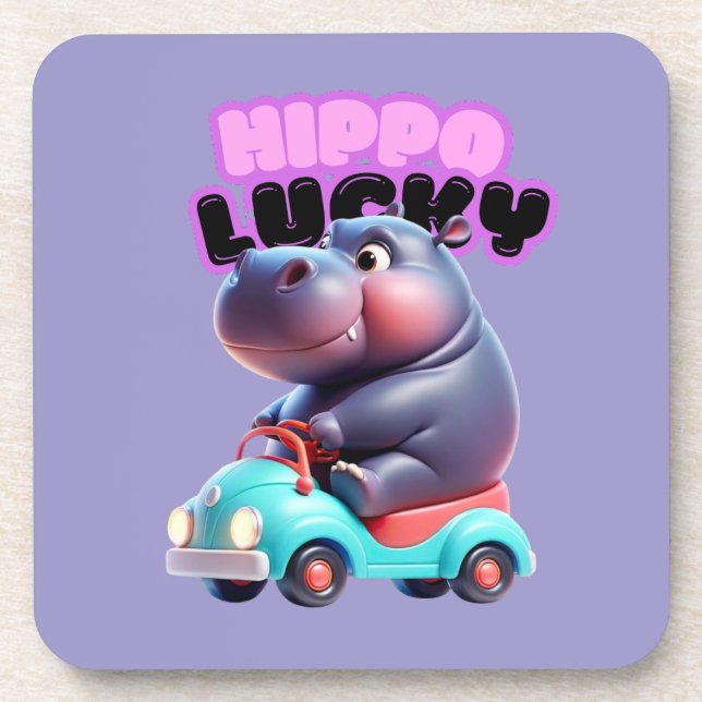 Dessous de verre en plastique de charme Hippo (Devant)