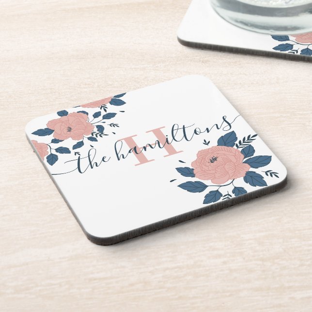 Dessous de verre en plastique dur à monogramme flo (Côté gauche)