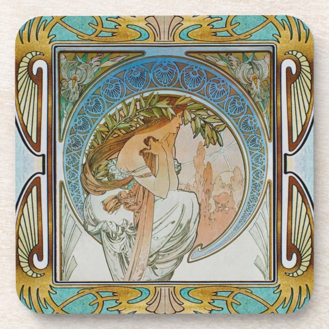 Dessous de verre en plastique dur Alphonse Mucha s (Devant)