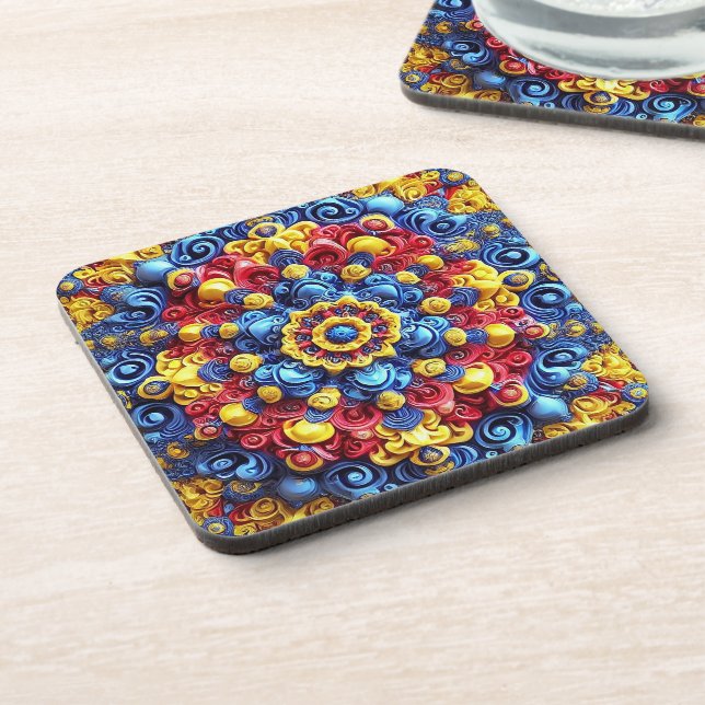Dessous de verre en plastique dur aux couleurs rou (Côté gauche)