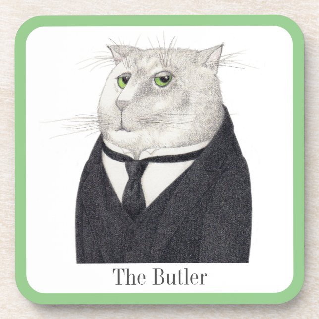 DESSOUS DE VERRE en plastique dur BUTLER CAT + tex (Devant)