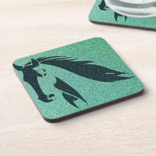 Dessous de verre en plastique dur Green Horse