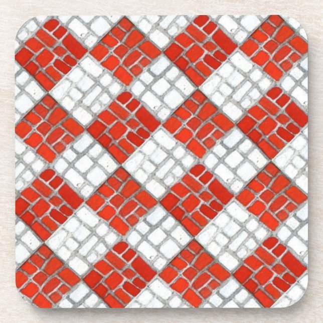 DESSOUS DE VERRE en plastique dur RED CHECK MOSAIC (Devant)