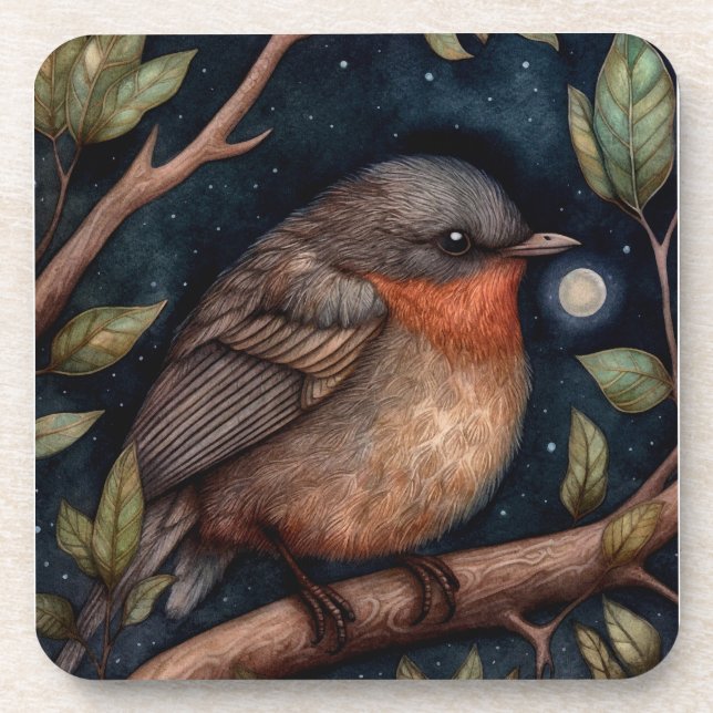 Dessous de verre en plastique dur Robin de minuit (Devant)