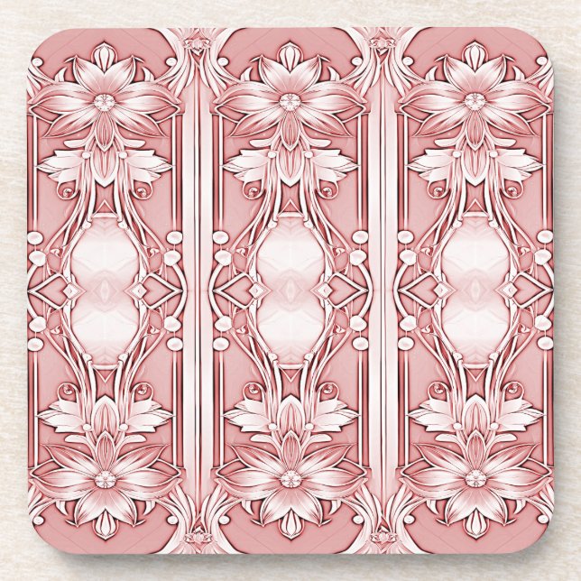 Dessous de verre en plastique dur rose Floral (Devant)
