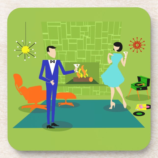 Dessous de verre en plastique durs de couples (Devant)