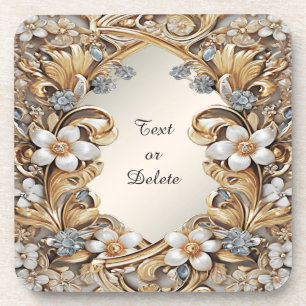 Dessous de verre en plastique rigide or blanc or