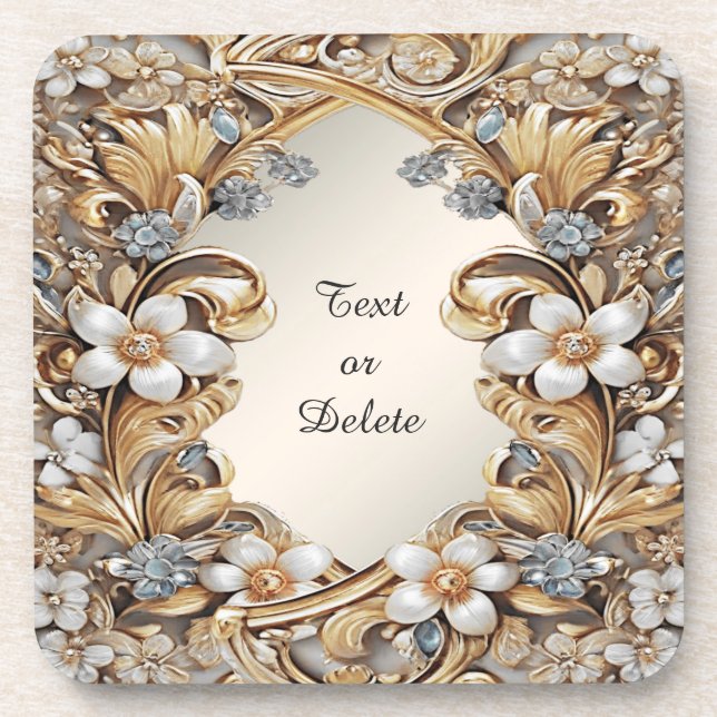 Dessous de verre en plastique rigide or blanc or