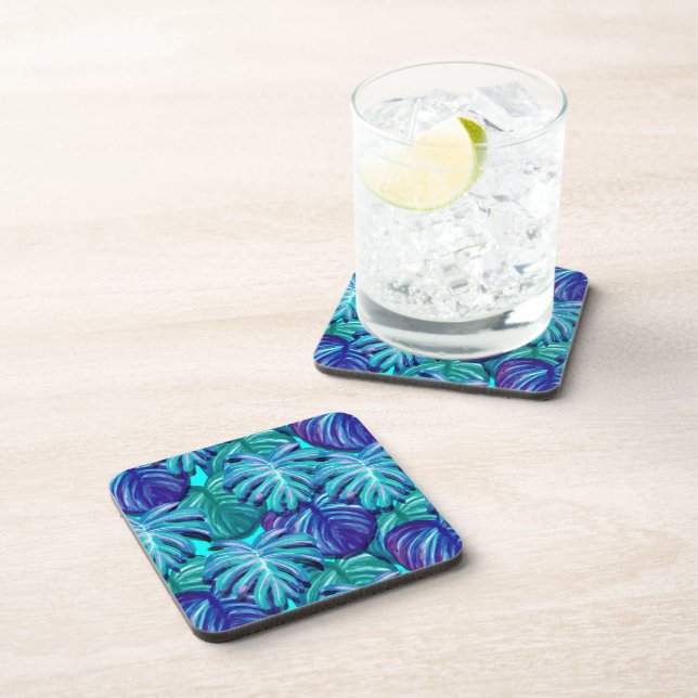 Dessous de verre en plastique Set-Blue Tropical Pa (Côté Droit)