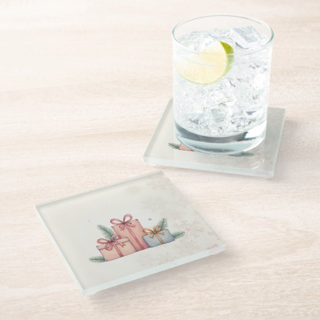 Dessous-de-verre En Verre С dessous de verre de tasse de Noël (Incliné)