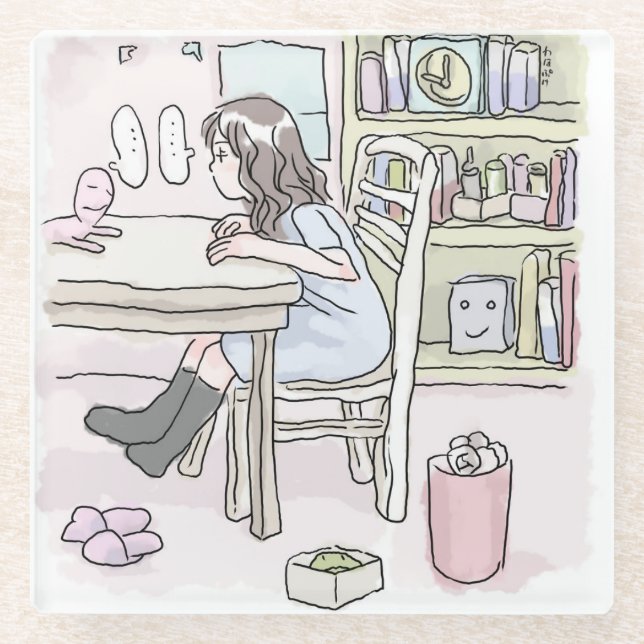 DESSOUS-DE-VERRE EN VERRE さいくさじ　机に向かう (Devant)
