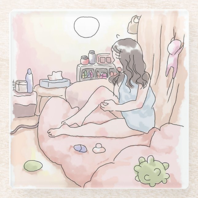 DESSOUS-DE-VERRE EN VERRE さにれにじ　　リラックス (Devant)