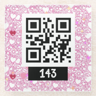 Dessous-de-verre En Verre 143 message secret en code QR, dites-le décodez-le