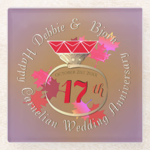 Dessous-de-verre En Verre 17e anniversaire de Mariage Carnelian