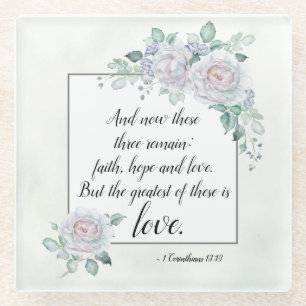 Dessous-de-verre En Verre 1 Corinthiens 13:13 Foi Espoir Amour, Bible Verse