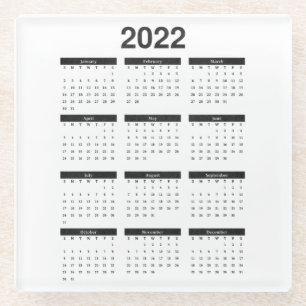 Dessous-de-verre En Verre 2022 Année Calendrier mensuel Carré Dessous de v