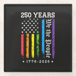 Dessous-de-verre En Verre 250 Ans de Drapeau de Fierté LGBT Américain 250e A