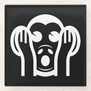 Dessous-de-verre En Verre 3 Singes Sages Kikazaru 聞 か ざ る N'Écouter AUCUN Em