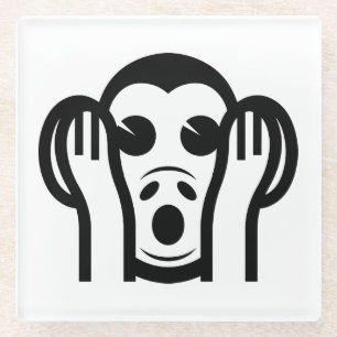 Dessous-de-verre En Verre 3 Singes Sages Kikazaru 聞 か ざ る N'Écouter AUCUN Em