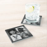 Dessous-de-verre En Verre 4 Black White Photo Chalkboard Collage Monogramme<br><div class="desc">Créez votre propre dessous de verre en verre de tableau noir et blanc de 4 photos personnalisé avec votre monogramme/initial.</div>