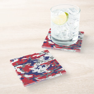 Dessous-de-verre En Verre 4 juillet, Jour de l'Indépendance, Gris Camouflage