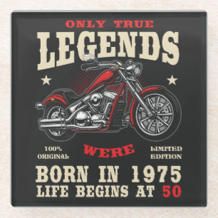 Dessous-de-verre En Verre 50e Birthday Man Biker Motorcycle Chopper 1975