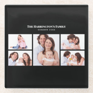 Dessous-de-verre En Verre 5 sections Photo personnalisée Simple cadre noir é